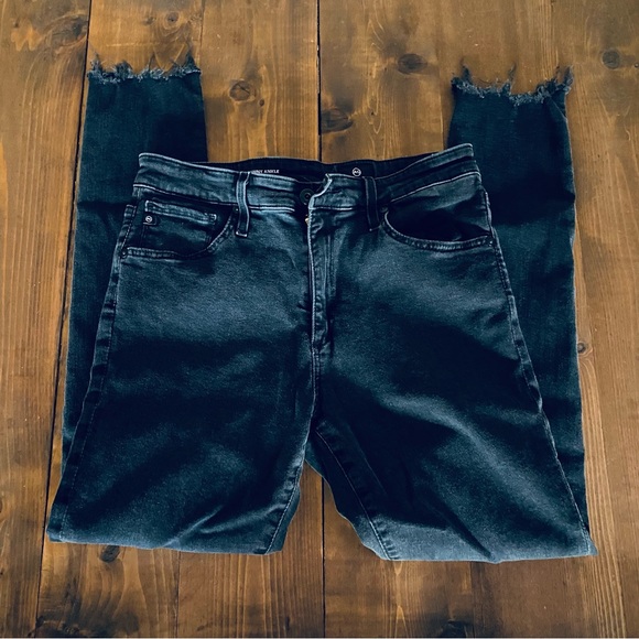Ag Adriano Goldschmied Denim - AG Adriano Goldschmied black raw hem denim skinny jeans